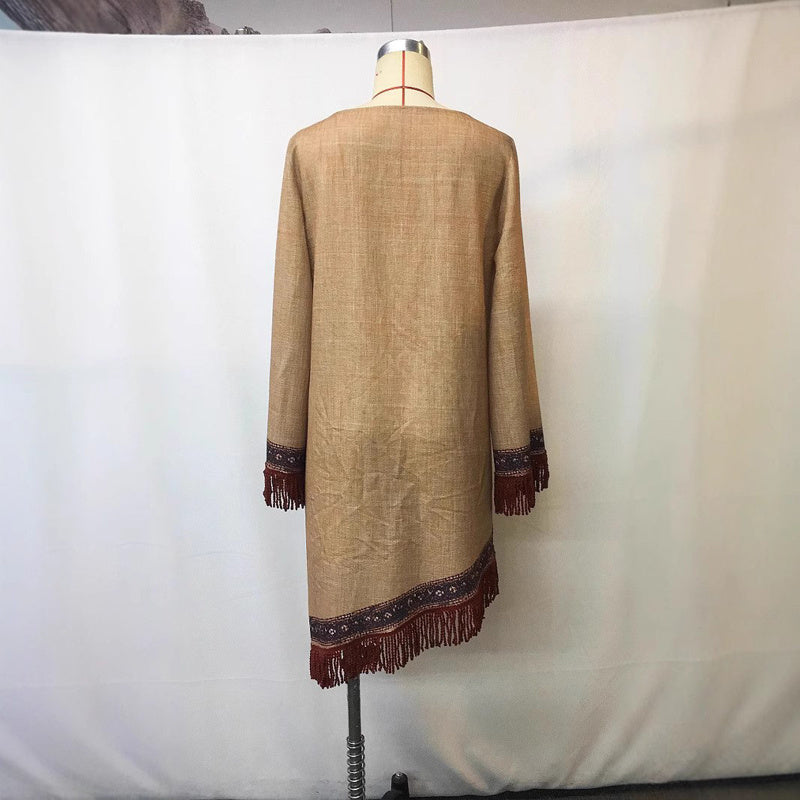 Bohemian Embroidered Fringe Dress - OAKRAE